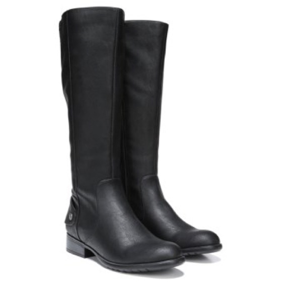 Charcoal Wide Calf Knee High Riding Flat Boots - Picture 2 of 4